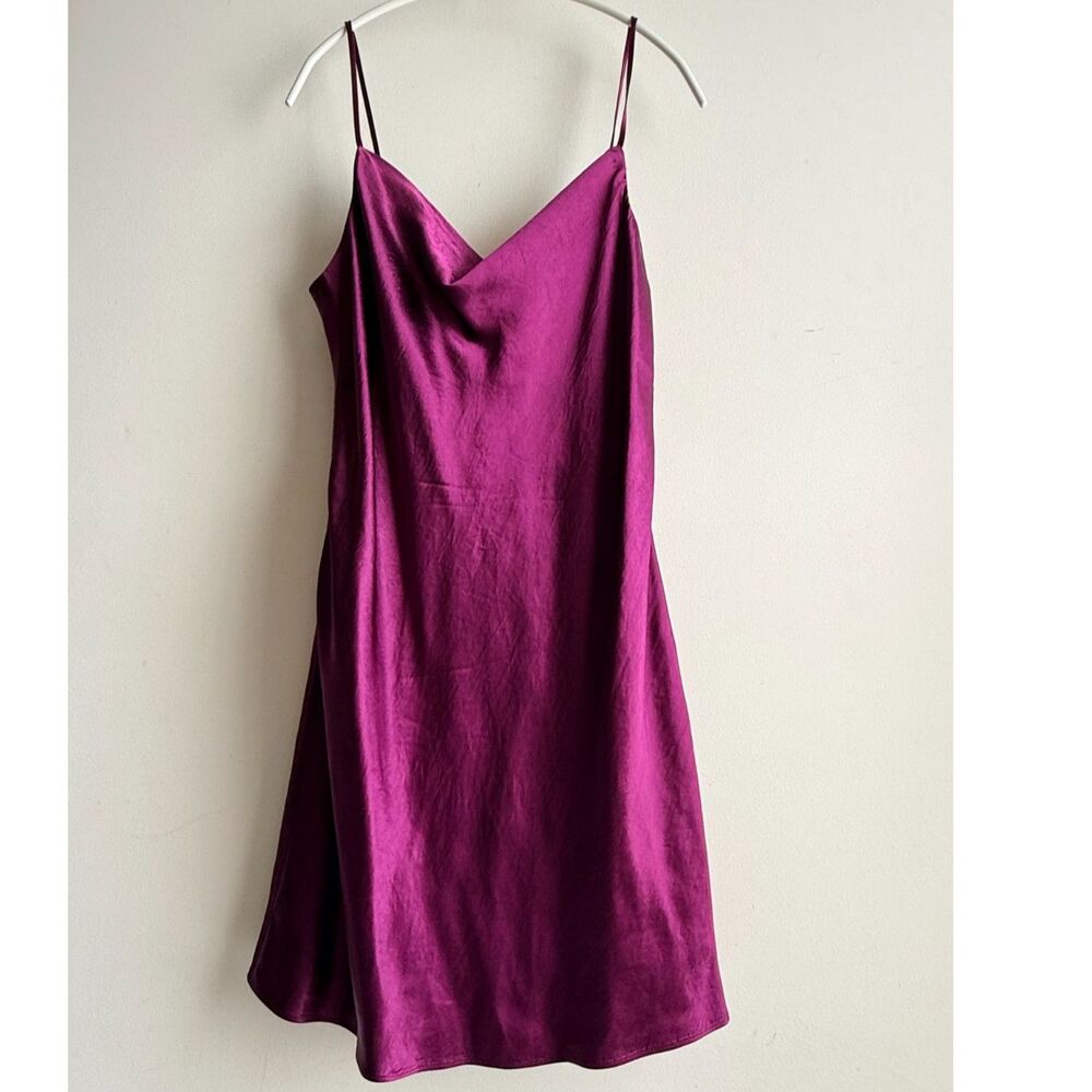 Babaton Aritzia Model Slip dress Cowl Neck Burgundy Wine Crinkle - Med